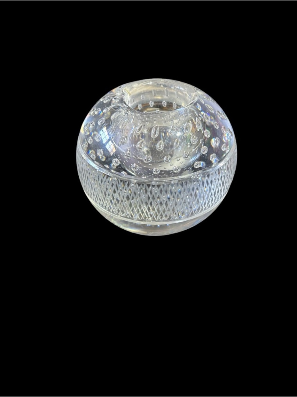 Thomas Webb, England - fine Large Controlled Bubble Crystal Match Striker